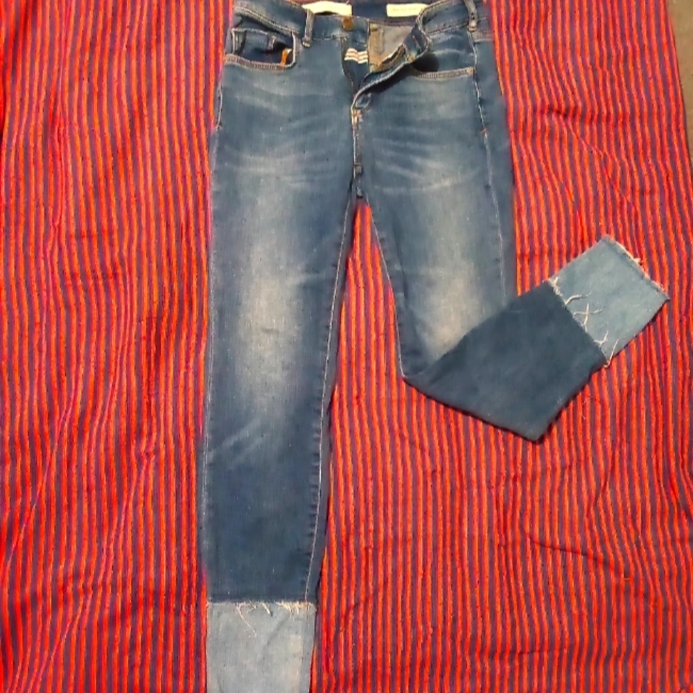 'Pilcro & The Letterpress' ultra skinny two-toned jeans